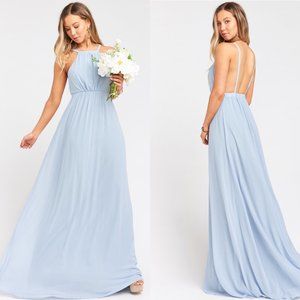 NWOT Amanda Maxi Dress in Steel Blue Chiffon